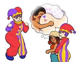 1boy 1girls :3 all_fours angie_(mii) areolae ass ass_grab baggy_clothing balls ballsack bangs bare_shoulders big_ass blush bottom_heavy bottomwear breasts brown_eyes brown_hair bubble_ass bubble_butt bulge bulge_through_clothing cap closed_eyes clothed clothing clown clown_boy clown_costume clown_makeup clown_paint completely_nude completely_nude_female completely_nude_male curvaceous curvy curvy_femboy curvy_figure curvy_hips curvy_male cute cute_male dark-skinned_female dark_skin daydream dominant dominant_female dream dreaming dreaming_about_sex duo duo_focus eyelashes featureless_hands female female/male femboy feminine_male first_porn_of_character freckles freckles_on_face front_view full_body gold_(metal) gold_jewelry gold_necklace green_eyes hat headwear heart huge_ass hugh_morris imagining jester jester_boy jester_cap jester_costume jester_hat jester_outfit large_ass light-skinned_male light_skin lips lipstick long_sleeves looking_at_another looking_at_viewer lovetopullmicke makeup male male/female male_focus mii multicolored_hair naked naked_female naked_male necklace nintendo nintendo_direct nipples nude nude_female nude_male onomatopoeia pants pointy_ears pose purple_hair red_highlights rimjob rimming rimming_male sex sex_from_behind shiny_ass shiny_butt shiny_skin shoes short_hair side_view smile smiling standing submissive submissive_male tan_body tan_skin tank_top tattoo tattoo_on_butt thick_ass thick_thighs thighs thinking thinking_about_another thinking_about_sex thought_bubble tomodachi_life tomodachi_life:_living_the_dream topwear twink two-tone_hair voluptuous voluptuous_femboy voluptuous_male
