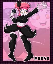 2026 abstract_background absurd_res anthro artist_name big_breasts black_bottomwear black_clothing black_legwear black_skirt black_stockings black_topwear bottomwear breasts clothing commissioner_upload creatures_(company) creatures_inc. electronics female forehead_gem game_freak gem gen_5_pokemon generation_5_pokemon hair hi_res holding_microphone holding_object huge_breasts legendary_pokemon legwear magenta_clothing magenta_hair melanie_(al33444) meloetta meloetta_(pirouette_form) microphone muscular muscular_female mythical_pokemon nintendo orange_eyes pirouette_form pokémon_(species) pokedex_number pokemon pokemon_(species) pokemon_bw pokemorph sawcraft1 shiny_meloetta shiny_meloetta_(pirouette) shiny_pokemon skirt solo stockings text thick_thighs topwear torn_clothing white_body