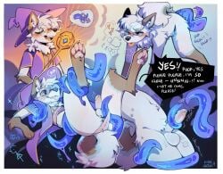anthro aroused balls begging begging_to_cum blue_tentacles blush bodily_fluids canid canine canis claws clothing colored curled_tail digital_drawing_(artwork) digital_media_(artwork) domestic_dog duskiglow english_text erection eyewear fangs genitals glasses hair half-closed_eyes hat headgear headwear hi_res humanoid_genitalia humanoid_penis looking_pleasured magic_staff magic_user male mammal moan narrowed_eyes navel pawpads paws penis pink_pawpads restrained restrained_by_tentacles round_glasses sex shaded short_hair snout solo sweat tail teeth tentacle_sex tentaclejob tentacles text tongue tongue_out wearing_glasses