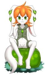 1girls 3_fingers :3 alpha_channel anthro anus aurawing black_nose bottomless canid canine canis cube_(object) domestic_dog female female_only flat_chest flat_chested freedom_planet fur green_eyes hair hi_res long_ears mammal milla_basset navel orange_hair png pussy short_hair signature simple_background sitting solo spread_legs spreading transparent_background video_games white_body white_fur young