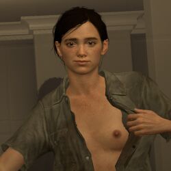 ellie_(the_last_of_us) ellie_williams female female_focus female_only flashing flashing_breasts looking_at_viewer smile smiling smiling_at_viewer the_last_of_us the_last_of_us_2