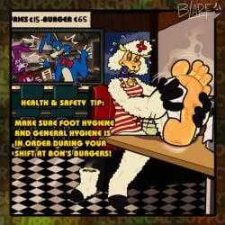 1:1 5_toes absurd_res accessory angry anthro argument banny_(the_walten_files) banny_(twf) big_feet blarf022 blue_body blush blush_lines bodily_fluids bon_(the_walten_files) bon_(twf) boots bovid bow_ribbon bow_tie caprine chair clothing collar collar_tag dress embarrassed feet female flower flower_in_hair foot_fetish foot_on_table footwear fur furniture group hair hair_accessory hi_res lagomorph leporid male male/female mammal mascot_costume musk musk_cloud musky_feet napkin nervous_look on_chair plant purple_body rabbit restaurant sha_(the_walten_files) sha_(twf) sheep shoes sitting sitting_on_chair smelly smelly_boots smelly_feet soles_fetish steamy_feet stink_cloud stink_fumes sweat sweaty_feet table tan_body tears the_walten_files toes trio wiggling_toes wiping_sweat wool_(fur) yelling_at_another