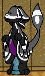 anal anal_fluids anal_sex anthro avali black_body black_feathers bodily_fluids crouching dildo dildo_in_ass dildo_insertion dildo_sitting dot_eyes ears_down embarrassed feathers frowning_at_viewer genital_fluids genitals grey_body grey_feathers hiroshi_(stinkvali) knot knotted_dildo looking_at_viewer male markings multi_ear object_in_ass penetration penis pivoted_ears precum riding_dildo sex_toy sex_toy_in_ass sex_toy_insertion simple_eyes solo standing stinkvali stomach_bulge