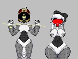 ball_gag blindfolded blindfolded_female blindfolded_male bondage bondage_gear both_genders both_sexes_in_same_situation bound_and_gagged cyn_(murder_drones) dick gagged gagged_female gagged_male gsg male/female murder_drones penis sharkwar thad_(murder_drones) thick_thighs thighs thighs_bigger_than_head