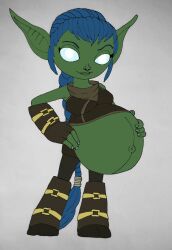 activision blue_hair blue_hair_female elf elf_female elf_girl green_skin green_skinned_female humanoid pregnant pregnant_belly pregnant_female skylanders stealth_elf