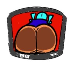 1girls ass ass_against_glass big_ass big_butt butt_against_glass cyan_hair female_focus female_only flavor_foley hatsune_miku hatsune_miku_(static) inviting meaty_ass meaty_butt mv_character pantsless red_background round_ass round_butt static_(flavor_foley) static_(vocaloid) teasing teasing_viewer tv tv_screen white_background zombotnicweird