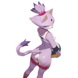 1girls 2d 2d_(artwork) anthro ass ass_focus blaze_the_cat blush cat_ears cat_tail catgirl feline female female_focus female_only looking_at_another looking_back purple_skin revealing_clothes revealing_outfit smewed sonic_(series) sonic_the_hedgehog_(series) sport sportswear tight_clothes tight_clothing volleyball volleyball_uniform yellow_eyes