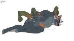 1boy anthro balls ballsack big_penis buff canid canine canis cum dick disembodied_penis furry furry_only grey_hair huge_cock humanoid_penis looking_away lying male male_only muscles muscular muscular_male nude penis precum simple_background sketch tongue tongue_out white_background wolf zcik