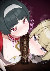 1boy 2girls astra_yao blowjob dark-skinned_male evelyn_chevalier interracial light-skinned_female pubic_hair stars_of_lyra tagme tagme_(artist) threesome zenless_zone_zero