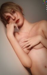 1girls ashley_graham ashley_graham_(ella_freya) blonde_hair female female_only light-skinned_female light_skin resident_evil resident_evil_4 resident_evil_4_remake solo thiccboysteven