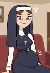 ai_generated disventure_camp disventure_camp:_carnival_of_chaos isabel_(disventure_camp) isabel_carboni naughty_nun odd_nation_cartoons pregnant pregnant_belly pregnant_female surprised surprised_expression