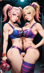 ai ai_generated big_breasts docking juliet_starling lollipop_chainsaw pink_blonde_hair pinkhair purple_bra