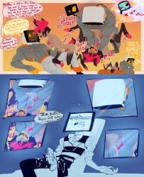 2boys 3boys after_anal after_sex alastor_(hazbin_hotel) anal anal_insertion anal_sex asphyxiation bileshroom bulge bulge_through_clothing choking comic dominant dominant_male domination gay gay_anal gay_domination gay_male gay_sex haru_(masochistfox) hate_fuck hate_sex hazbin_hotel humping humping_leg jerking jerking_off jerkingoff male maledom malesub masturbating masturbating_while_watching masturbation missionary missionary_position penis penis_in_ass precum precum_drip precum_on_penis precum_string size_difference size_play sketch_page small_penis submission submissive submissive_male tv_screen vice_(bileshroom) vox_(hazbin_hotel) voyeur voyeurism