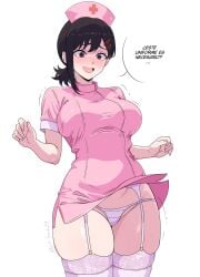 belly_peeking_out big_breasts big_thighs black_hair brown_eyes chainsaw_man child_bearing_hips curves curvy curvy_female cute cute_face female female_focus female_only gato_gratam higashiyama_kobeni hips_wider_than_shoulders lingerie_panties nurse nurse_cap nurse_uniform pale-skinned_female panties_exposed pussy_peek pussy_peeking sexy sexy_body shirt_lifted shirt_up solo solo_female solo_focus thick_thighs tiny_panties wide_hips wide_thighs