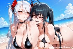 2girls ai_generated azur_lane big_breasts bikini breasts duo duo_focus female female_only mature mature_female multiple_girls prinz_eugen_(azur_lane) quality revoaru taihou_(azur_lane) thick_thighs thighs