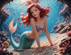 1girls ai_assisted ai_generated ariel ariel_(the_little_mermaid) barepixels07 belly_button bikini bikini_top breasts cartoon cute disney eyelashes eyes female high_resolution highres long_hair mature mature_female medium_breasts mermaid mermaid_girl mermaid_tail midriff monster_girl natural_breasts navel ocean patreon patreon_url patreon_username red_hair sea slim_waist solo the_little_mermaid the_little_mermaid_(1989_film) thick_thighs thighs underwater underwater_view wide_hips