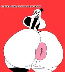 1girl anus art_the_clown artywitch ass bent_over big_anus big_ass big_breasts big_butt big_thighs black_eyes black_text bottom_heavy breasts bubble_ass bubble_butt cleavage clown clown_girl clown_makeup crossgender digital_media_(artwork) donut_anus doughnut fanart female female_focus female_only genderbend genderswap genderswap_(mtf) genitals gigantic_ass gigantic_breasts hanging_breasts hat huge_anus huge_ass huge_breasts huge_thighs large_ass large_breasts large_thighs long_hair looking_at_viewer looking_back looking_pleasured massive_ass massive_breasts multicolored_skin no_panties outie_anus presenting presenting_hindquarters presenting_pussy puffy_anus pussy red_background rule_63 skirt_lift skirt_up solo solo_female solo_focus stockings stroke terrifier terrifier_2 text thick thick_ass thick_thighs thighs white_body white_hair white_skin