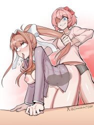 2girls ahe_gao ambiguous_penetration ass big_ass breasts breasts_out bubble_ass carambolatup doggy_style doggy_style_position doki_doki_literature_club dominant dominant_female domination dommy_mommy fat_ass femdom femsub fucked_from_behind fucked_into_submission fucked_senseless fucked_silly huge_cock inside inside_view lesbian_couple lesbian_domination lesbian_focus lesbian_sex medium_breasts monika_(doki_doki_literature_club) orgasm orgasm_face penetration penis penis_in_pussy pleasure pleasure_face pleasured sayori_(doki_doki_literature_club) strap-on strapon submission submissive submissive_female thick_thighs tits_out tongue tongue_out wide_hips x-ray yuri
