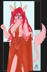 2025 clothed clothing dress female female_focus furry furry_female furry_only horn horns mangakitsune2 red_hair tagme