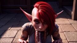 ai_assisted ai_generated animated baldur's_gate_3 blowjob cum_in_mouth dark-skinned_male deepthroat eye_contact fellatio female_goblin goblin goblin_female oral_sex pov pov_eye_contact reward sazza size_difference sound sucking_penis tagme video