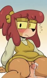 2d accurate_art_style ai_assisted ai_generated anthro blush canine chubby cum female furry glasses grinding human_on_anthro ponytail pov pussyjob wastelandia youtube zoe_(wastelandia)