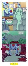 big_breasts comic digimon dlobo777 english_text fish fish_girl fish_humanoid gigantic_breasts huge_breasts large_breasts ranamon shocked shocked_expression underwater underwater_scenery underwater_view