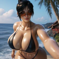 3d ai_generated apex_legends beach big_ass big_breasts black_bikini black_hair breasts chignon female grey_eyes micro_bikini ocean ravenomega renee_blasey sexy_body sexy_pose sexy_woman solo solo_female sunglasses tinted_eyewear voluptuous_body voluptuous_female water wet_body white_body white_skinned_female wraith_(apex_legends)