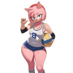 1girls 2d 2d_(artwork) amy_rose anthro ass breasts clothed clothing female female_focus female_only green_eyes hedgehog hedgehog_girl hedgehog_humanoid huge_ass huge_breasts pose revealing revealing_clothes small_breasts smewed sonic_(series) sonic_the_hedgehog_(series) sports sportswear thick_thighs thighs volleyball volleyball_uniform