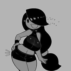 animated animated_gif boobs bouncing_breasts cream_(movailarts) curvaceous curvy curvy_body curvy_female curvy_figure cute cute_expression cute_eyes cute_face cute_female cute_girl dialogue female female_only hip_sway jiggling_breasts monochrome movailarts swaying swaying_hips tagme text