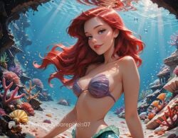 1girls ai_assisted ai_generated ariel ariel_(the_little_mermaid) barepixels07 belly_button bikini bikini_top breasts cartoon cute disney eyelashes eyes female high_resolution highres long_hair mature mature_female medium_breasts mermaid mermaid_girl mermaid_tail midriff monster_girl natural_breasts navel ocean patreon patreon_url patreon_username red_hair sea slim_waist solo the_little_mermaid the_little_mermaid_(1989_film) thick_thighs thighs underwater underwater_view wide_hips