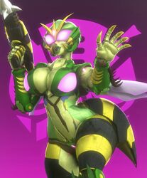 1girls 3d alien alien_girl beast_wars big_breasts breasts busty curvaceous curves curvy curvy_body curvy_female curvy_figure curvy_hips female female_only green_body green_lips green_lipstick green_skin insect_girl insect_humanoid insect_wings machine mad-project mechanical pink_eyes robot robot_girl rule_63 solo solo_female thick_legs thick_thighs transformers trawert waspinator