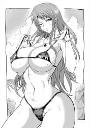 1girls artist_request big_breasts bikini bikini_top_pull breasts busty child_bearing_hips cleavage curvy female female_only large_breasts legs long_hair looking_at_viewer monochrome nami nami_(one_piece) navel one_eye_closed one_piece parted_lips post-timeskip sensual solo sweat swimsuit teasing thick_thighs thighs thong thong_bikini traditional_media underboob untied_bikini very_long_hair wide_hips