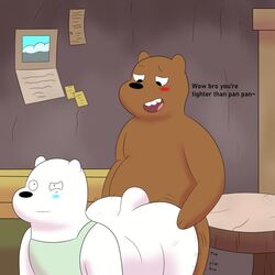 anal anal_penetration ass ass_shake awkward bent_over blush butt butt_grab cartoon_network colossalstars furry grizzly_(wbb) grizzly_bear happy_sex ice_bear looking_down male male/male pounding tail we_bare_bears