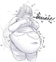 1girls big_belly blush burping hololive large_breasts orristerioso virtual_youtuber weight_gain yukihana_lamy