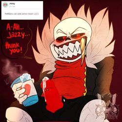 1boy 2d anthro english_text humanoid lizheru lizherubones male male_only solo tagme talking text underfell underfell_sans undertale_(series) undertale_au