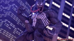 balls claws erection genitals humanoid humanoid_genitalia humanoid_penis male male_only marvel marvel_comics open_mouth penis smooth_skin solo spider-man_(series) symbiote tongue tongue_out unknown_artist venom venom_(marvel)