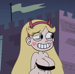 big_breasts bottomless breast_strap breasts casual edit outdoors screencap screenshot screenshot_edit star_butterfly star_vs_the_forces_of_evil tagme thebrise