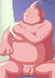 balls dragon_ball dragon_ball_z fat_buu foreskin happy majin_buu male male_only nude overweight penis solo