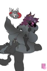 2021 ahe_gao antlers ballsack big_ass big_breasts big_penis blush cowgirl_position cum_in_pussy female furry hi_res kage_(ahnaf) male paralyzed penetration protogen riding_penis shadow space tail