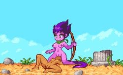 2girls animated archer_(shantae) bouncing_breasts breasts completely_nude completely_nude_female cunnilingus dark-skinned_female dark_skin facesitting female female_ejaculation female_only femdom gif monster multiple_girls nipples noscium nude nude_female orgasm orgasm_face pixel_art purple_hair purple_skin pussy shantae shantae_(character) smooth_skin squirting wayforward yuri