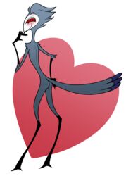 1boy alpha_channel anthro ass avian bird blush feathers heart helluva_boss hi_res looking_at_viewer male male_only owl owl_demon red_eyes simple_background snaxattacks solo stolas_(helluva_boss) tail_feathers transparent_background vivienne_medrano