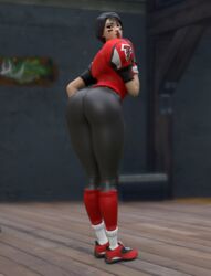 1girls 3d ass avstral black_pants blitz_(fortnite) clothed clothed_female clothing facepaint football_uniform fortnite fully_clothed fully_clothed_female hand_on_waist looking_back looking_back_at_viewer presenting presenting_hindquarters quiet_gesture tagme