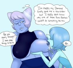 2girls agate_(gem) blue_pearl_(steven_universe) blue_skin breast_sucking breastfeeding breasts cartoon_network female female_only gem_(species) holly_blue_agate lactation milk missgreeney nipples pearl_(gem) size_difference steven_universe yuri