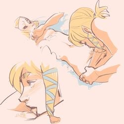 1boy 1girls 2d athletic_male belly_button blonde_hair blue_eyes blush braided_hair breath_of_the_wild casual clitoral_hood closed_eyes couple cunnilingus eyes_closed female foreplay head_between_thighs hourglass_figure humanoid hylian imminent_oral laying_on_back laying_on_ground licking link link_(breath_of_the_wild) looking_up naked nature navel nipples no_panties nude_female nude_male oral oral_sex outdoors pale_skin pants pants_pull pointy_ears ponytail princess_zelda pubes pubic_hair pussy short_hair sidelocks sketch small_breasts snow straight tears_of_the_kingdom the_legend_of_zelda vagina white_background wholesome wintonkidd zelda_(tears_of_the_kingdom)