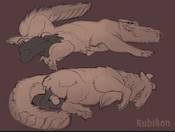 animal_genitalia anthro balls canid canine canis coal_(samt517) cute_face domestic_dog duo felkin feral genitals male male/male mammal rubikon sheath size_difference sleeping smile theotormon