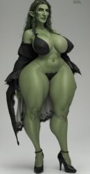 ai_generated borednlonely butterface curvy green_skin high_heels thick_thighs ugly_female ugly_woman witch