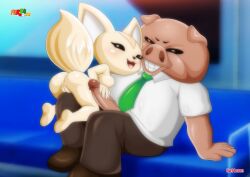 aggressive_retsuko aggretsuko anthro anus ass bbmbbf breasts clothed_male_nude_female director_ton female fenneko fur34 furry male male/female nude open_mouth palcomix penis pussy sanrio sex teeth tongue