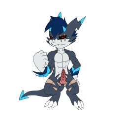 1:1 alpha_channel bandai_namco chicostyx corruption digimon digimon_(species) dragon erection fanmon genitals hair hi_res male male/male penis reptile scalie solo veemon yami_the_veemon