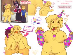 areolae artist_name artist_signature ass balls body_hair breasts chubby cum cum_dripping_out_of_pussy cum_inside cum_leaking cuntboy cuntboy_with_breasts english_text feet flub_bussy infected_(regretevator) intersex male multiple_positions nonbinary party_hat party_horn penis penis_in_pussy pest_(regretevator) poob_(regretevator) public_nudity pussy regretevator request roblox roblox_game robloxian self_upload speech_bubble strawpage_request stretch_marks tagme text thighs vagina vaginal vaginal_penetration vaginal_sex yellow_body yellow_hair yellow_skin