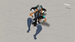 16:9 1boy 2024 bed big_balls big_penis erection femboy grabbing_balls handjob hung_trap laying_down laying_on_bed looking_at_viewer motion_lines nezha_(warframe) self_upload solo sweat thighhighs trap wallpaper wallpaper_for_the_brave warframe